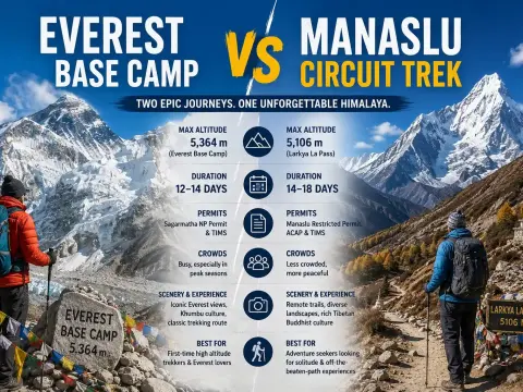 Everest Base Camp vs Manaslu Circuit Trek
