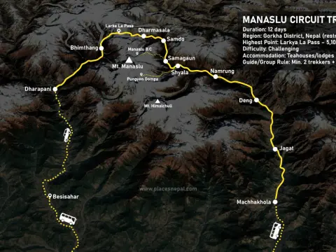 Manaslu Circuit Trek Map