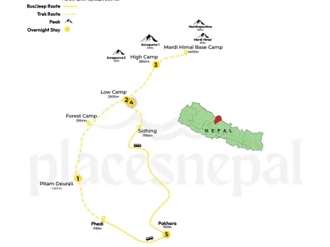 Mardi Himal Trek Map